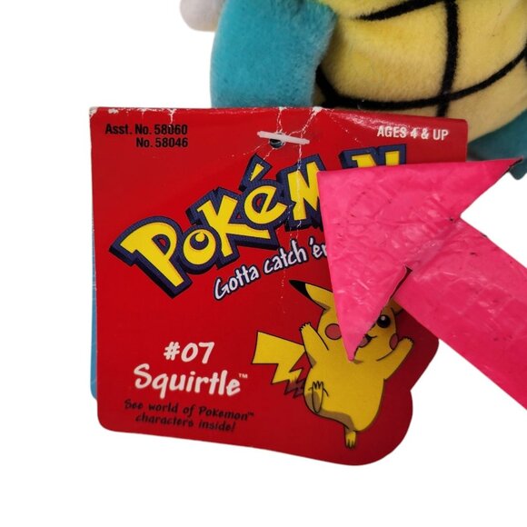 Vintage Hasbro Pokemon 07 Squirtle 5"  Beanie Plush Stuffed Animal Nintendo 1998 - Picture 10 of 14